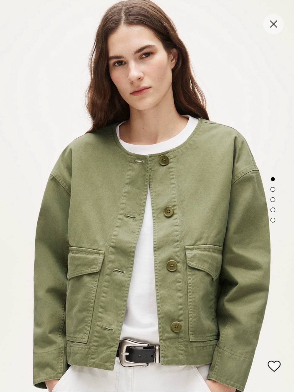 J.Crew Collarless Utility Jacket Brushed Cotton Twill Olive M
